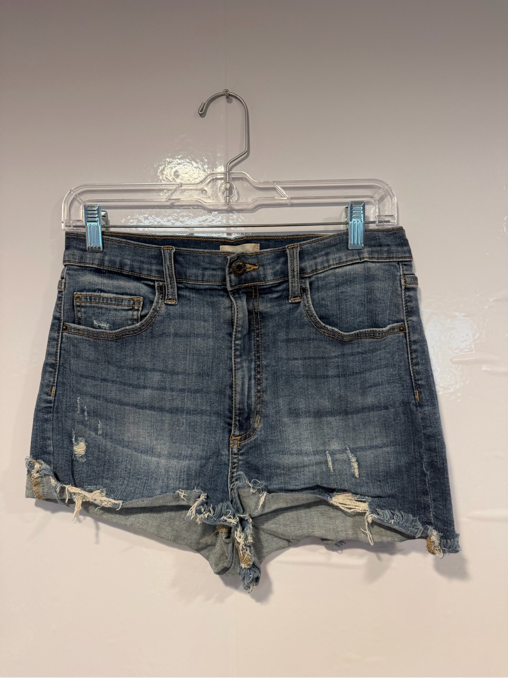 Dark Blue Altar’d State stretchy Distressed Denim Shorts - Women